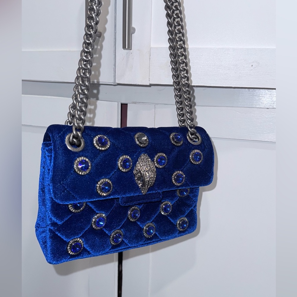 Kurt geiger blue velvet crossbody/shoulder bag